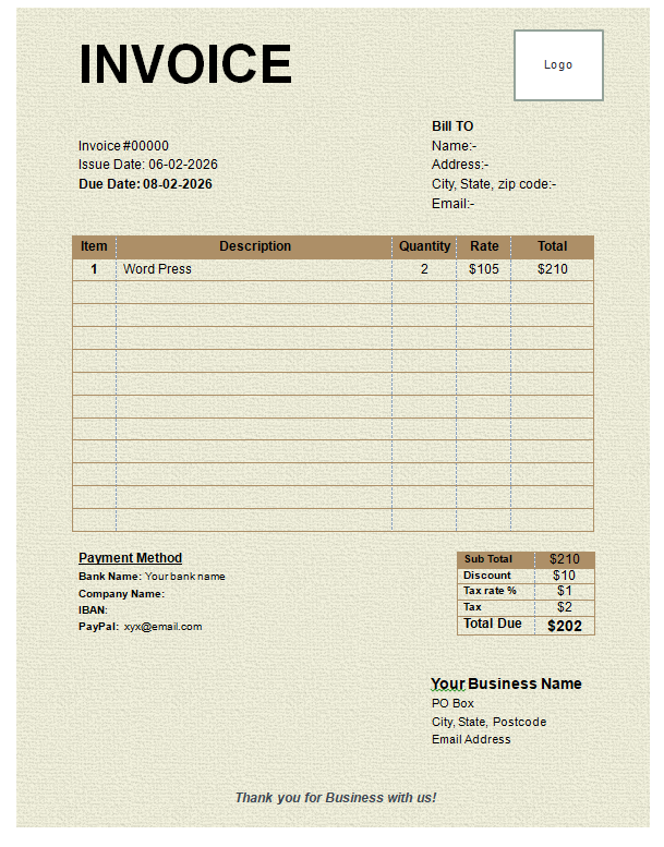 Invoice template word