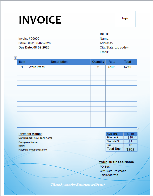 Invoice MS word 2 1