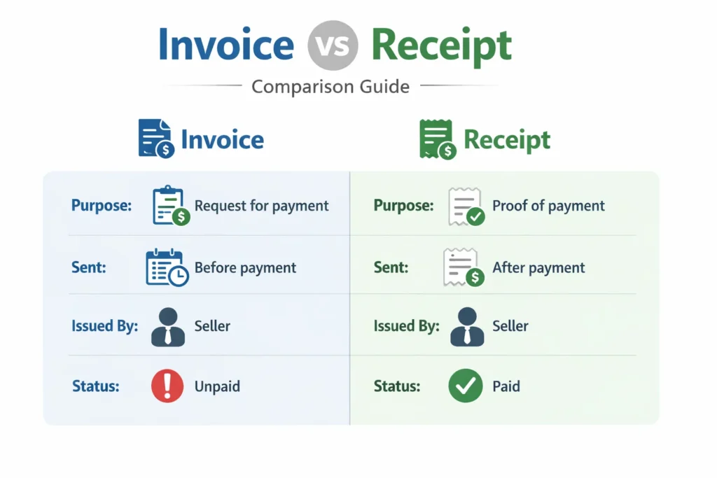 invoice vs receipt